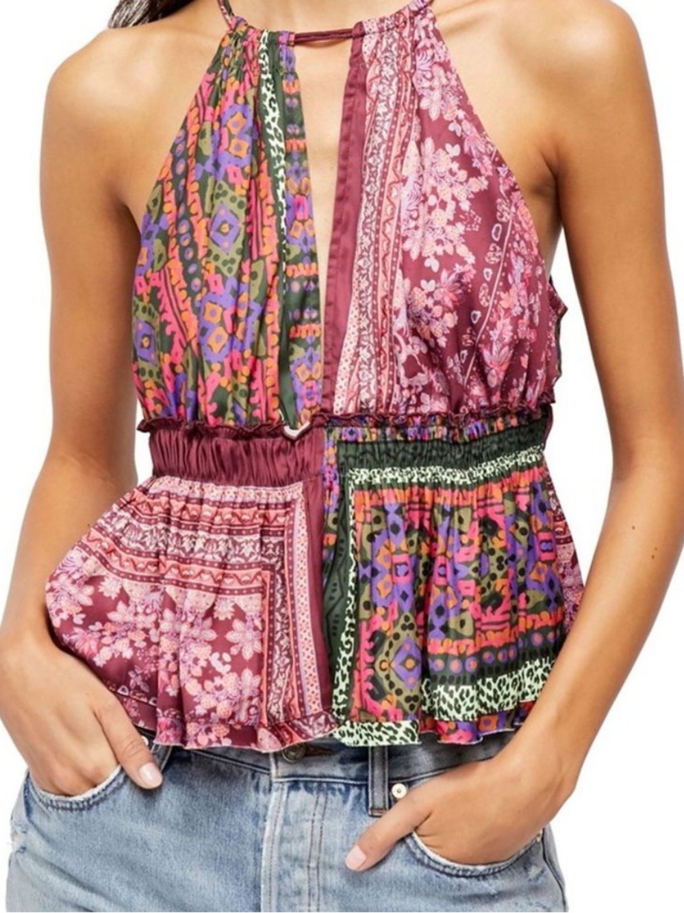 Free People Bellini Patchwork Tank Top Size Large
